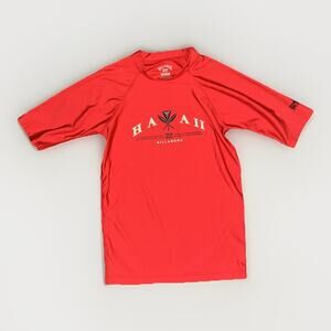Billabong Kids Surf Shirt Red Small UPF 50+ Rash Guard Hawaii Logo
